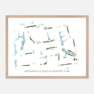 Jacksonville Golf & Country Club in Jacksonville, Florida: moderne aquarelkaart | Golfcadeau, golfmuurkunst, golfposterprint
