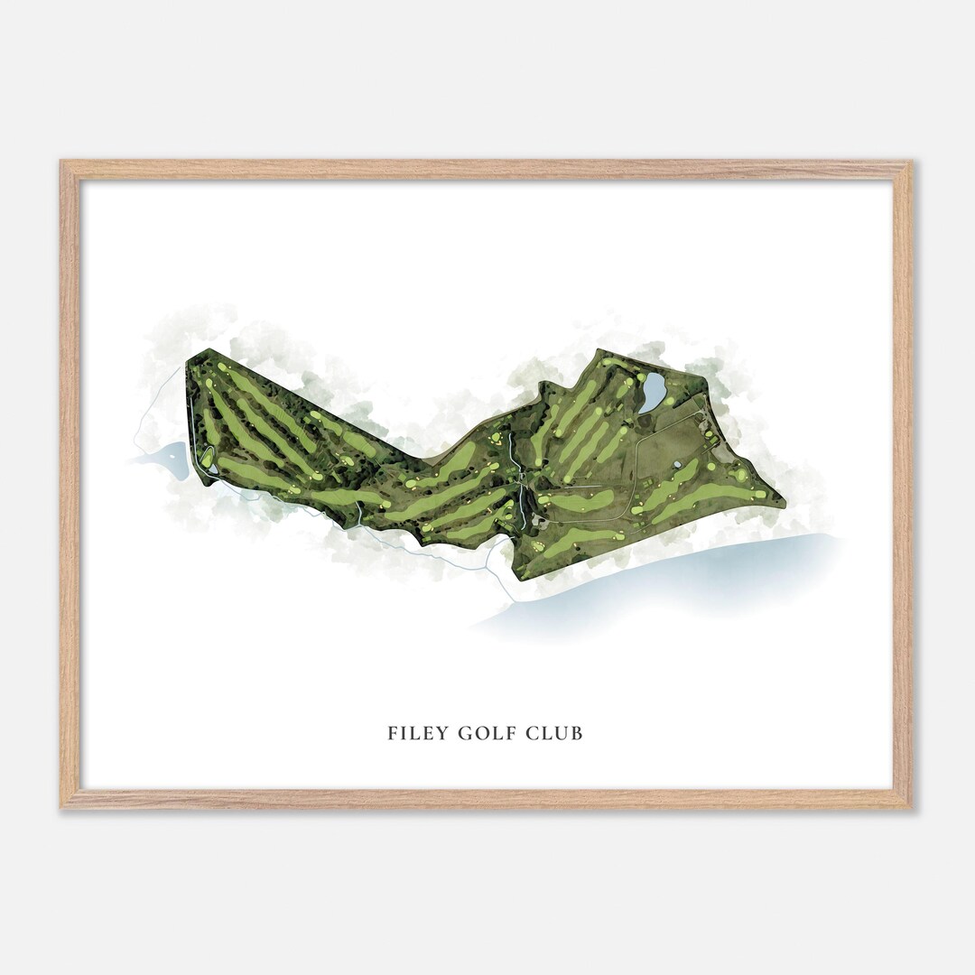 Filey Golf Club In Filey England Classic Watercolor Map Golfer 