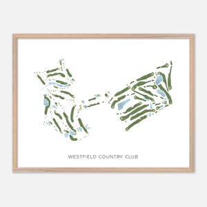 Westfield Country Club a Westfield Center, Ohio - Mappa moderna ad acquerello / Regalo per golfisti, Arte murale per golf, Stampa poster per golf, Layout del campo
