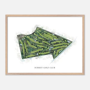 Surrey Golf Club in Surrey, Kanada - Klassische Aquarell-Karte | Golfer Geschenk, Golf Wandkunst, Golf Poster Druck, Platz Layout