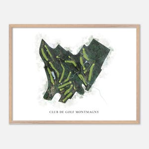 Club de Golf Montmagny in Montmagny, Kanada - Klassische Aquarell Landkarte | Golfer Geschenk, Golf Wandkunst, Golf Poster Druck, Platz Layout