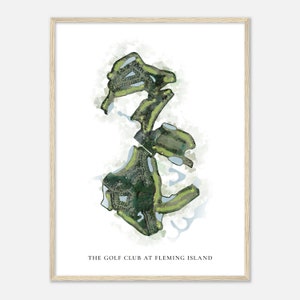 Der Golf Club auf Fleming Island, Florida - Klassische Aquarell-Karte | Golfer Geschenk, Golf Wandkunst, Golf Poster Druck, Platz Layout