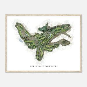 CordeValle Golf Club, Kalifornien - Klassische Aquarell Karte | Golfer Geschenk, Golf Wandkunst, Golf Poster Druck, Platz Layout