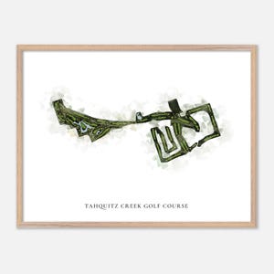 Parcours de golf de Tahquitz Creek à Palm Springs, Californie - carte classique à l'aquarelle | Cadeau de golfeur, oeuvre d'art murale de golf, impression d'affiche de golf