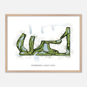 Pembroke Lakes Golf in Pembroke Pines, Florida: klassieke aquarelkaart | Golfcadeau, golfmuurkunst, golfposterprint, baanindeling