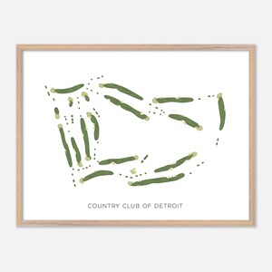 Country Club of Detroit a Grosse Pointe Farms, Michigan - Mappa moderna ad acquerello / Regalo per golfisti, Arte murale da golf, Stampa poster da golf