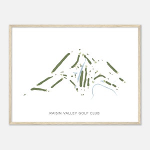 Raisin Valley Golf Club, Michigan - moderne aquarelkaart | Golfer cadeau, golf kunst aan de muur, golf poster print, baanindeling