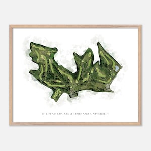 Der Pfau-Course an der Indiana Universität in Bloomington, Indiana - Klassische Aquarell Landkarte | Golfer Geschenk, Golf Wandkunst, Golf Poster Druck