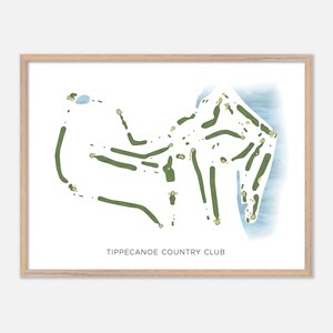 Tippecanoe Country Club a Monticello, Indiana - Mappa moderna ad acquerello / Regalo per golfisti, Arte murale per golf, Stampa poster per golf, Layout del campo