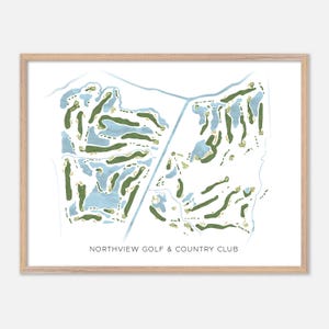 Northview Golf & Country Club in Surrey, Kanada - Moderne Aquarell Landkarte | Golfer Geschenk, Golf Wandkunst, Golf Poster Druck, Platz Layout