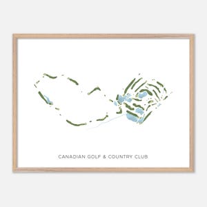Canadian Golf & Country Club a , Canada - Mappa moderna ad acquerello / Regalo per golfisti, Arte murale per golf, Stampa poster per golf, Layout del campo