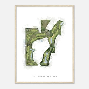 Troy Burne Golf Club, Wisconsin - Klassieke aquarelkaart | Golfer cadeau, golf kunst aan de muur, golf poster print, baanindeling