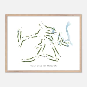 River Club von Mequon in Mequon, Wisconsin - Moderne Aquarell Landkarte | Golfer Geschenk, Golf Wandkunst, Golf Poster Druck, Platz Layout