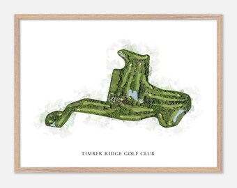 Timber Ridge Golf Club in East Lansing, Michigan - Classic Watercolor Map | Golfer Gift, Golf Wall Art, Golf Poster Print, Course Layout