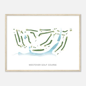 Westover Golf Course, Massachusetts - Modern Watercolor Map | Golfer Gift, Golf Wall Art, Golf Poster Print, Course Layout