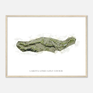 Parcours de golf de Lakota Links, Colorado - Carte aquarelle classique | Cadeau golfeur, oeuvre d'art murale de golf, impression d'affiche de golf, aménagement du parcours