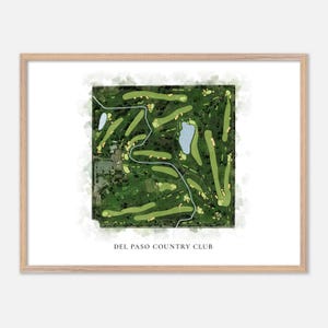 Del Paso Country Club in Sacramento, Kalifornien - Klassische Aquarell Karte | Golfer Geschenk, Golf Wandkunst, Golf Poster Druck, Platz Layout