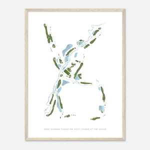 Greg Norman Signature Golf Course at the Grove, Tennessee - Modern Watercolor Map | Golfer Gift, Golf Wall Art, Golf Poster Print