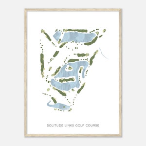 Solitude Links Golfbaan, Michigan - Moderne aquarelkaart | Golfer cadeau, golf kunst aan de muur, golf poster print, baanindeling