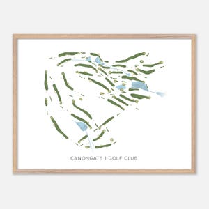 Canongate 1 Golf Club à Sharpsburg, Géorgie - Carte aquarelle moderne | Cadeau golfeur, oeuvre d'art murale de golf, impression d'affiche de golf, aménagement du parcours