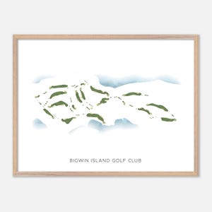 Bigwin Island Golf Club, Canada - Carte aquarelle moderne | Cadeau golfeur, oeuvre d'art murale de golf, impression d'affiche de golf, aménagement du parcours