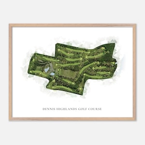 Dennis Highlands Golf Platz in Dennis, Massachusetts - Klassische Aquarell Karte | Golfer Geschenk, Golf Wandkunst, Golf Poster Druck