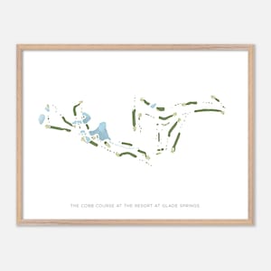 Le parcours Cobb au complexe de Glade Springs à Daniels, Virginie-Occidentale - Carte aquarelle moderne | Cadeau de golfeur, décoration murale de golf