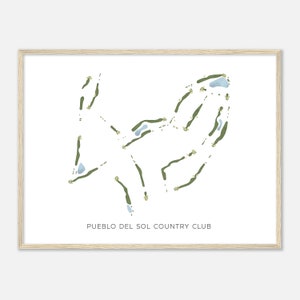 Country Club de Pueblo del Sol, Arizona - Carte aquarelle moderne | Cadeau golfeur, oeuvre d'art murale de golf, impression d'affiche de golf, aménagement du parcours