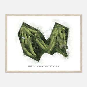 Northland Country Club, Minnesota - Classic Watercolor Map | Golfer Gift, Golf Wall Art, Golf Poster Print, Course Layout
