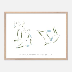 Atkinson Resort & Country Club ad Atkinson, New Hampshire - Mappa moderna ad acquerello / Regalo per golfisti, Arte murale per golf, Stampa poster per golf