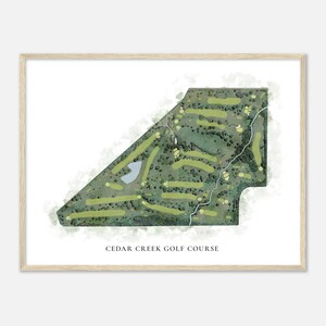 Cedar Creek Golf Course, Iowa - Klassieke aquarelkaart | Golfer cadeau, golf kunst aan de muur, golf poster print, baanindeling