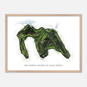 Der Nordkurs bei Eagle Ridge in Galena, Illinois - klassische Aquarellkarte | Golfer Geschenk, Golf Wandkunst, Golf Poster Druck