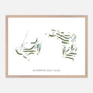 Silvermine Golf Club in Norwalk, Conneticut - Moderne Aquarell Landkarte | Golfer Geschenk, Golf Wandkunst, Golf Poster Druck, Platz Layout