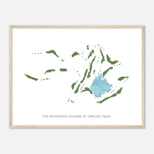 De bergbaan bij Spruce Peak, Vermont - moderne aquarelkaart | Golfer cadeau, golf kunst aan de muur, golf poster print, baanindeling