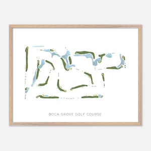 Boca Grove-golfbaan in Boca Raton, Florida: moderne aquarelkaart | Golfcadeau, golfmuurkunst, golfposterprint, baanindeling