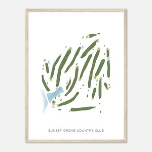 Sunset Grove Country Club, Texas - Modern Watercolor Map | Golfer Gift, Golf Wall Art, Golf Poster Print, Course Layout