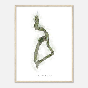PTC Las Vegas, Nevada - Carte aquarellée classique | Cadeau golfeur, oeuvre d'art murale de golf, impression d'affiche de golf, aménagement du parcours