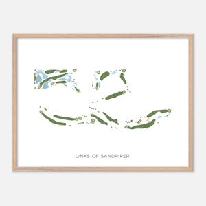 Links of Sandpiper in Lakeland, Florida: moderne aquarelkaart | Golfcadeau, golfmuurkunst, golfposterprint, baanindeling