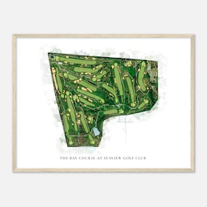 Der Bay Platz im Seaview Golf Club, New Jersey - Klassische Aquarell Karte | Golfer Geschenk, Golf Wandkunst, Golf Poster Druck, Platz Layout