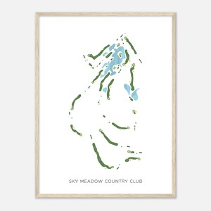 Sky Meadow Country Club, New Hampshire - Mapa de acuarela moderno / Regalo de golfista, Arte de pared de golf, Impresión de carteles de golf, Diseño del campo