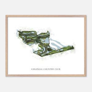 Koloniale countryclub in Fort Myers, Florida: klassieke aquarelkaart | Golfcadeau, golfmuurkunst, golfposterprint, baanindeling