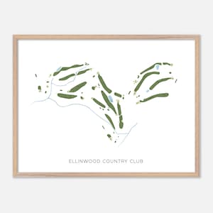 Ellinwood Country Club ad Athol, Massachusetts - Mappa moderna ad acquerello / Regalo per golfisti, Arte murale per golf, Stampa poster per golf, Layout del campo