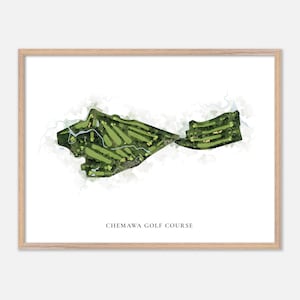 Chemawa Golf Club in North Attleboro, Massachusetts - Klassische Aquarell Karte | Golfer Geschenk, Golf Wandkunst, Golf Poster Druck