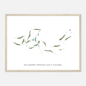 Parcours de golf de Delaware Springs, Texas - Carte aquarelle moderne | Cadeau golfeur, oeuvre d'art murale de golf, impression d'affiche de golf, aménagement du parcours