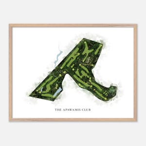 Der Apawamis Club in Rye, New York - klassische Aquarell Karte | Golfer Geschenk, Golf Wandkunst, Golf Poster Druck, Platz Layout