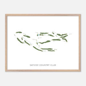 Saticoy Country Club a Somis, California - Mappa moderna ad acquerello / Regalo per golfisti, Arte murale per golf, Stampa poster per golf, Layout del campo