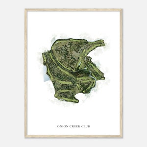 Onion Creek Club, Texas - Klassische Aquarell Landkarte | Golfer Geschenk, Golf Wandkunst, Golf Poster Druck, Platz Layout