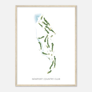 Newport Country Club, Rhode Island - Mappa acquerello moderna / Regalo per golfista, Arte da parete per il golf, Stampa poster di golf, Layout del campo