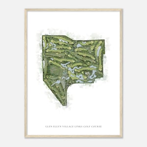 Glen Ellyn Village Links Golfbaan, Illinois - Klassieke aquarelkaart | Golfer cadeau, golf kunst aan de muur, golf poster print, baanindeling