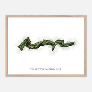 The Havens Country Club in Aussicht, Kalifornien - Klassische Aquarell-Karte | Golfer Geschenk, Golf Wandkunst, Golf Poster Druck, Platz Layout